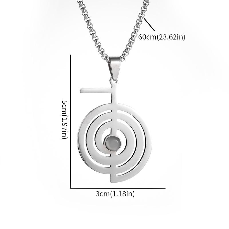 European and American Style Cut Titanium Steel Hollow Geometric Graphics Series Spiral Symbol Pendant 304 Material Stainless Steel Necklace