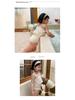 2025 Summer Korean Girls' Lace Trim Cutout Swimsuit