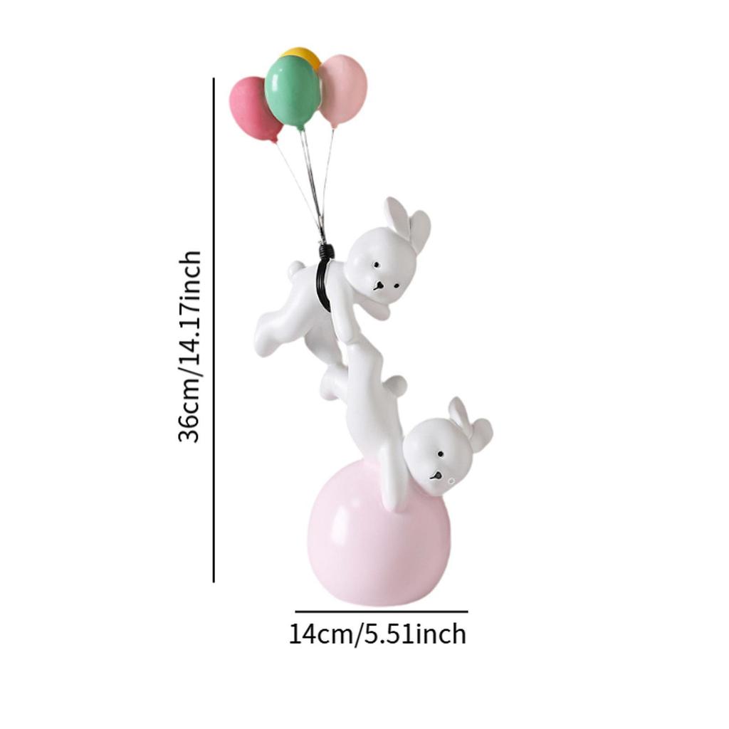 Ballon Hase Figur, Harz Nordische Skulptur Statue, Fliegende Hase Figur für Schreibtisch, Zuhause