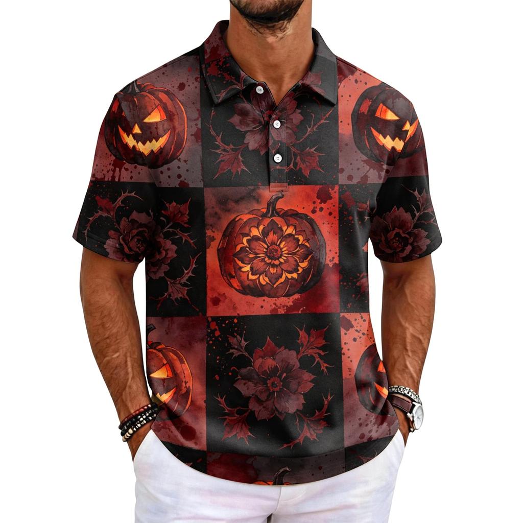 Men's Halloween Print Short Sleeve Shirt for Casual Party Wear