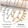 Gold-Plated Titanium Ocean-Inspired Necklace & Bracelet Set with Starfish and Fish Pendants - Versatile Women's Jewelry