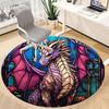 1PC StainedGlass Dragon Office Round Area Rug, Indoor Mat Suitable ForOffice, Under Office Chairs Bedroom Living Room Home Decor, Room Deco,  F033