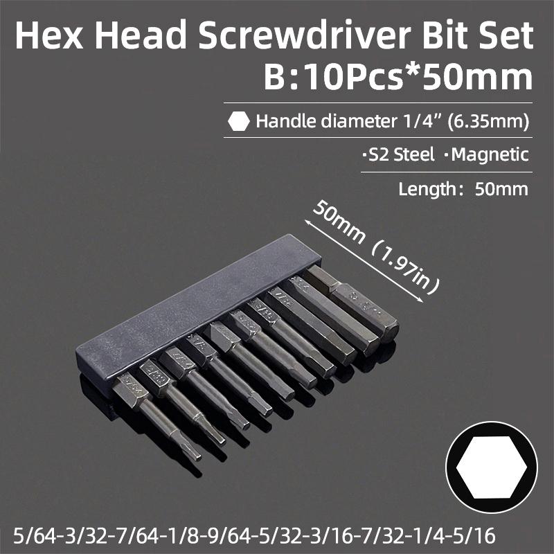 Imperial 50mm Hex Head Allen Wrench Screwdriver Bits Magnetic 5/64-5/16 Screw Driver Drill Bit Set Ratchet Wrench Hand Tools