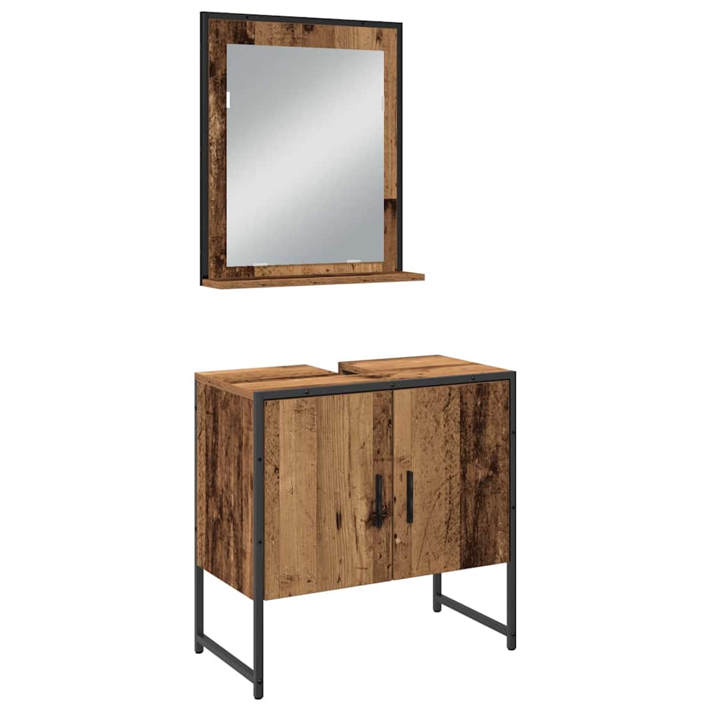Bathroom Furniture Set with Shelf and Door 3 pcs Brown Particleboard