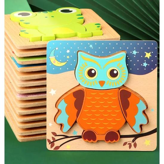 Good Quality 3D Wooden Puzzle Jigsaw for Children Cartoon Animal Puzzles Intelligence Kids Early Educational Cognitive Toys