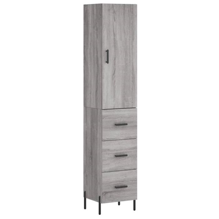 VidaXL Highboard Sonoma Grey 34.5x34x180 Cm Engineered Wood 3198863