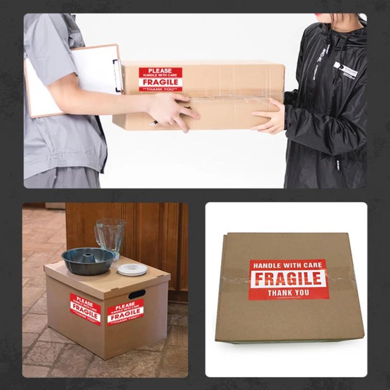 250Paste/Roll Fragile English Warning Label sticker, copper Plate Adhesive Anti-Tamper Fragile ltem Warning Stickers