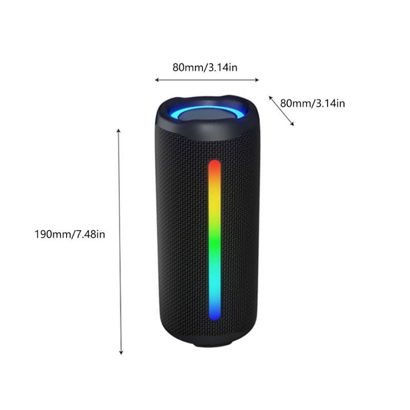 Outdoor Waterproof BT5.3 Speaker 16W Sound IPX5 Dustproof Wireless Speaker with Colorful Lights for Camping Cycling