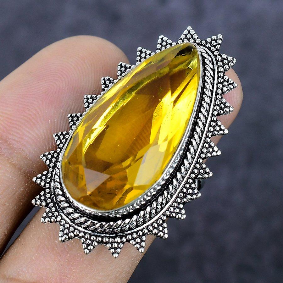 Citrine Gemstone 925 Sterling Silver Jewelry Ring Size 6.5