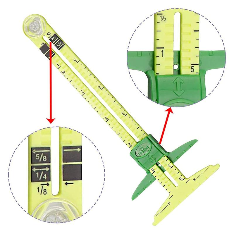 High Quality 5-In-1 Sliding Gauge With Nancy Measuring Sewing Tool Patchwork Tool Ruler Tailor Ruler Tool Accessories Home Use