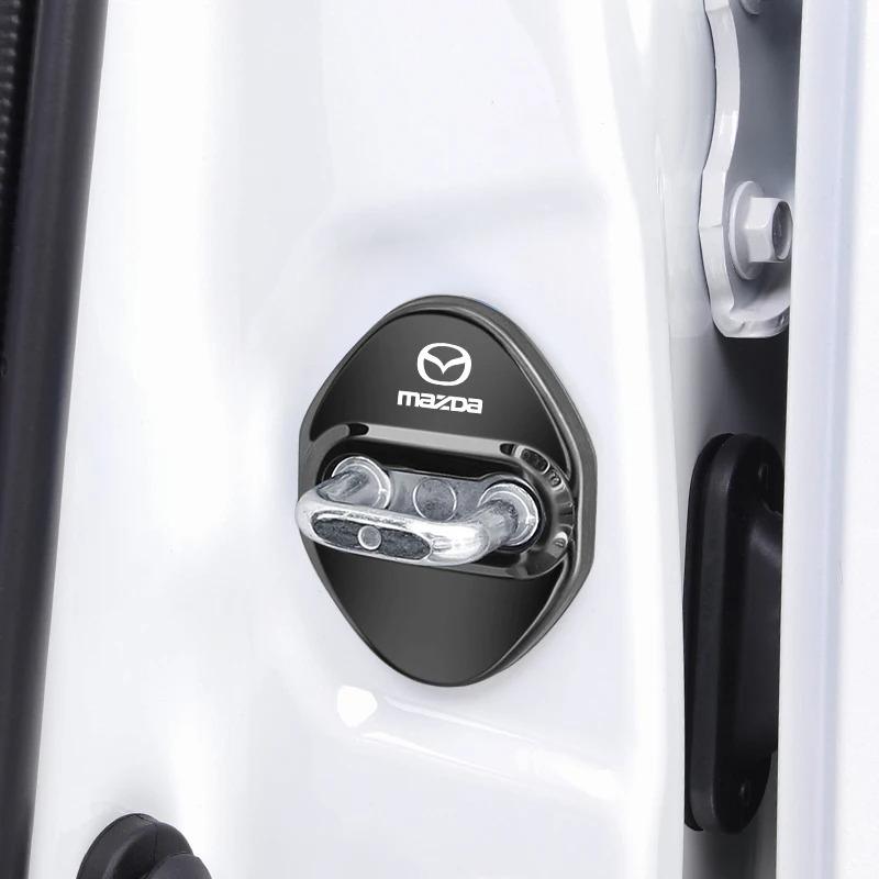 4PCS Metal Car Door Lock Cover 4Pcs Anti Rust Protector For Mazda 2 3 6 CX3 CX4 CX5 U CX30 CX50 MX5 RX8 Car Exterior Mod Parts
