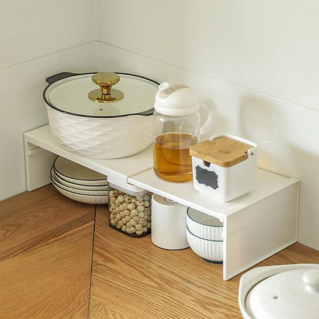 Kitchen Adjustable Shelves Space Saving Layered Space-Saving Cabinet Stackable Rack Non Slip Kitchen Storage Accessories