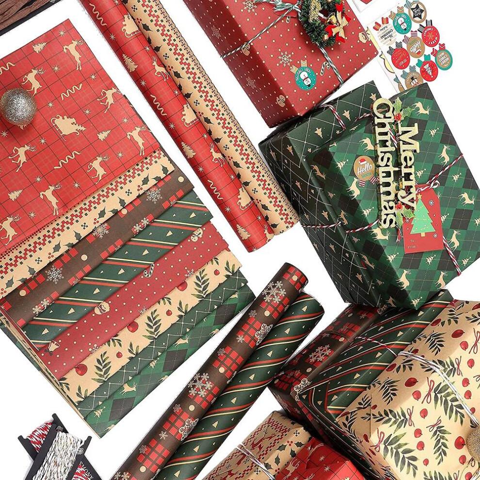 Wrapping Paper 8 Sheets Gift Wrapping Paper,For Christmas Birthday Party Wrapping Paper Gift Wrap Papers,Present Gift Wrapping Paper