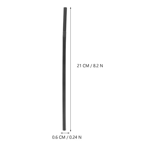 Garneck Disposable Straws, Black, 200 Straws, 21cm Long, Flexible Plastic, for Home and Commercial Use