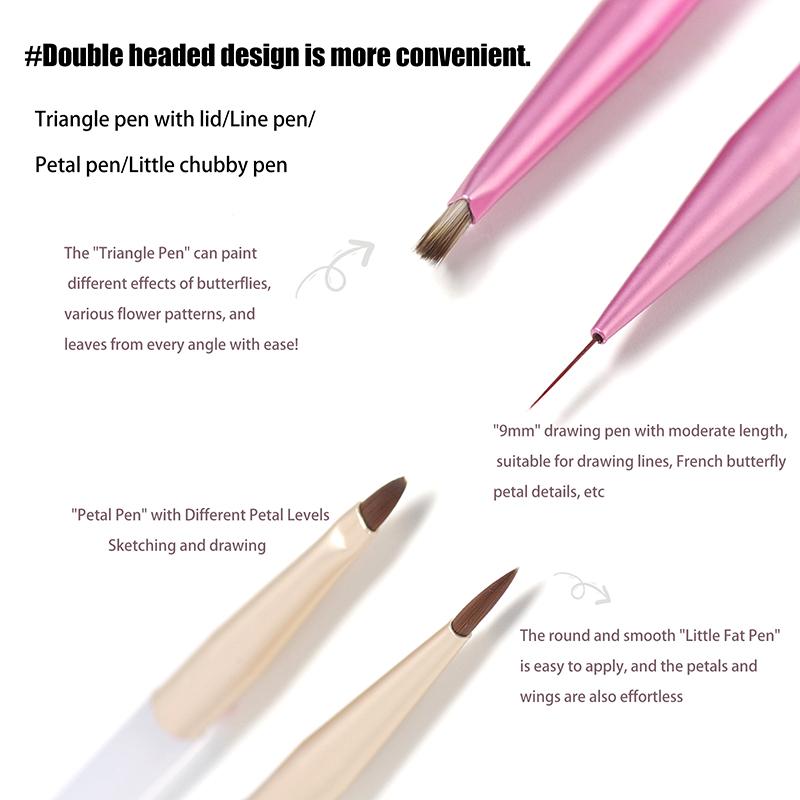 Double Headed Diy Painting Brushes For Nail Art Design Witn Pen Cover Uv Gel Drawing Brush Triangle Pen Manicure Tool