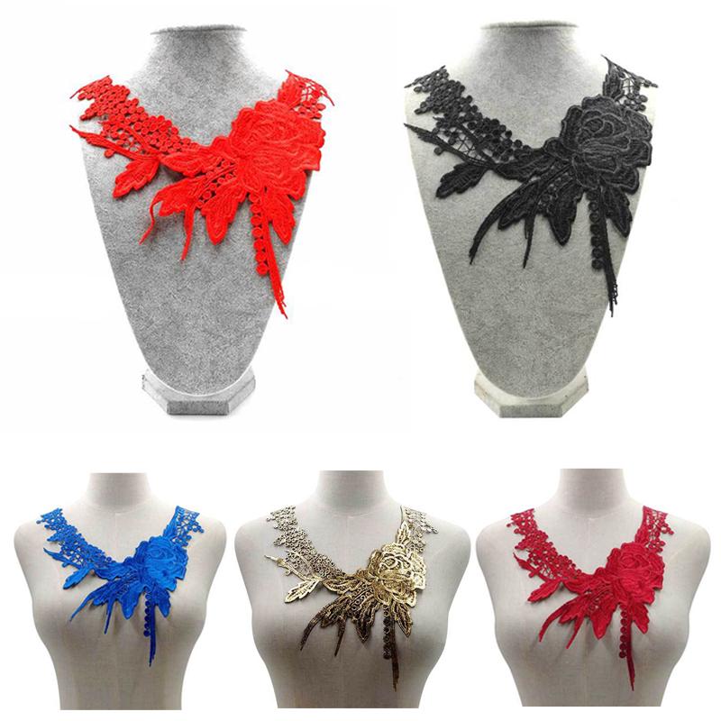 Trim Hollow Out Clothing Decoration Necklace Fake Embroidery Lace Collar Flower Sewing Accessories