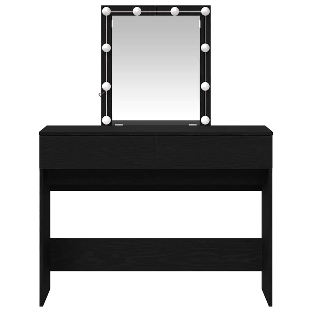 Makeup Table with Mirror Black Oak Look 100 x 40 x 130 cm