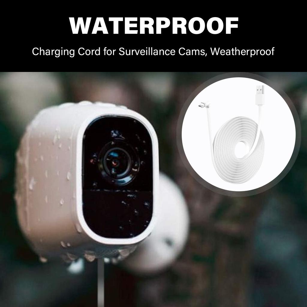 32.8ft/10m Weatherproof Outdoor Cable Replacement Right Angled USB Power Cable Charging Connectors for Camera