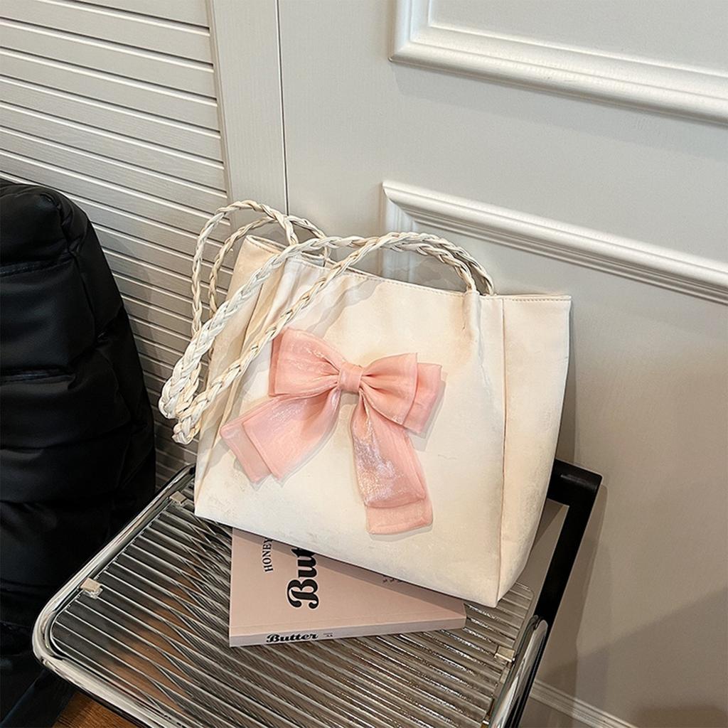 Ladies Fashion Shoulder Bag Handbag All-match Messenger Bag,Bow Contrast Color Shoulder Bag