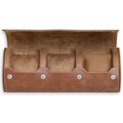 ROTHWELL Watch Roll Travel Case 3 Watches Genuine Leather Portable 50mm