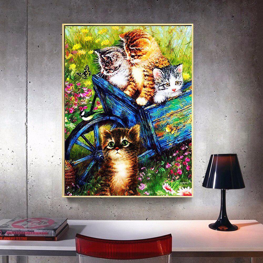 Diamond Mosaic Sale Animals Diamond Painting Full Round Arrival Cat Pictures