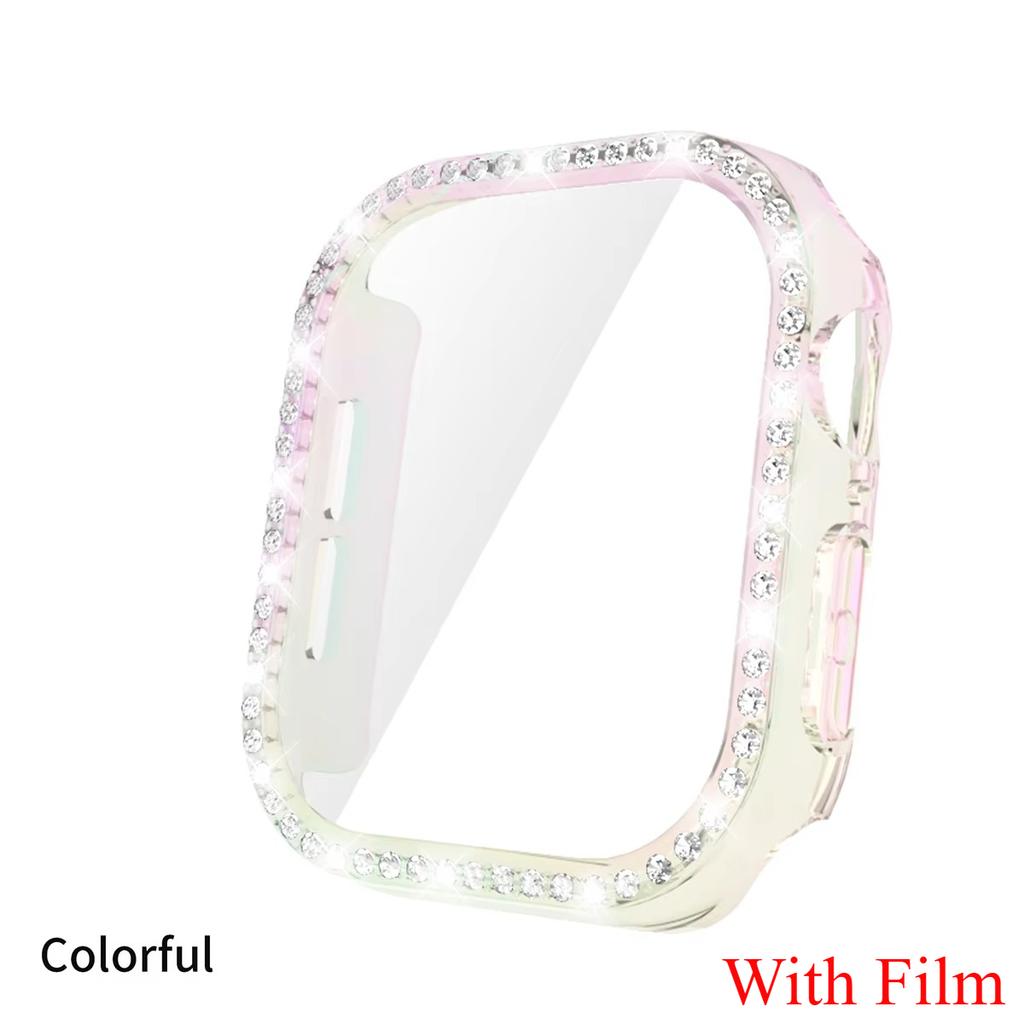 Glass+Diamond Cover For Apple Watch Case 46mm 42mm Bling Bumper Protector for iWatch Series 11 10 46 42mm Watch Case