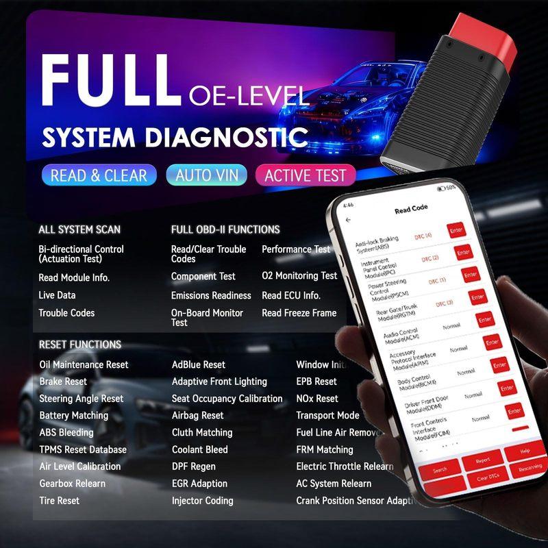LAUNCH AIOBD Bluetooth OBD2 skaitytuvas, visų sistemų diagnostika, dirbtinis intelektas paprastai paaiškina gedimus, veikia su IOS ir Android