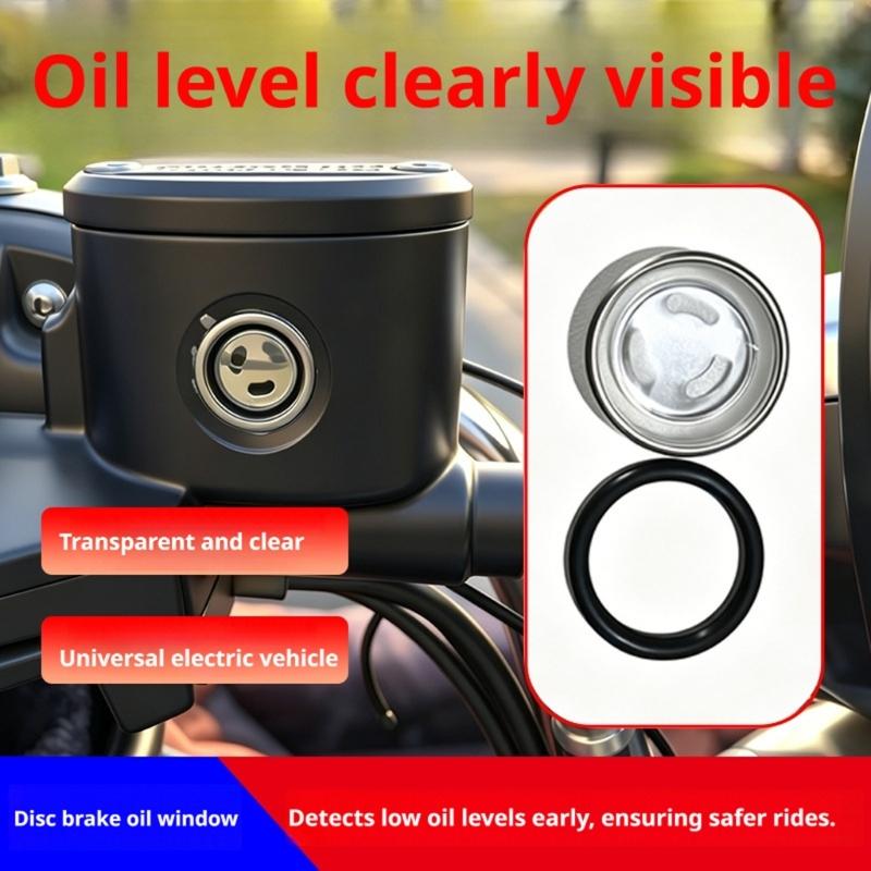 Brake Reservoir Sight Glass Kit for Motorcycle Service, 10-Piece Clear Glass Parts with Rubber Gasket Pieces for Upkeep