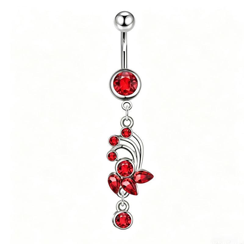 1Pcs Stainless Steel Cross-Border Hot-Selling Love Belly Button Ring 14G Tassel Pendant With Zirconia Belly Button Stud