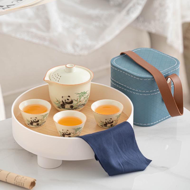 Travel Tea Set Mengqu Panda Portable Portable Express Cup Outdoor Camping Travel Teapot Teacup
