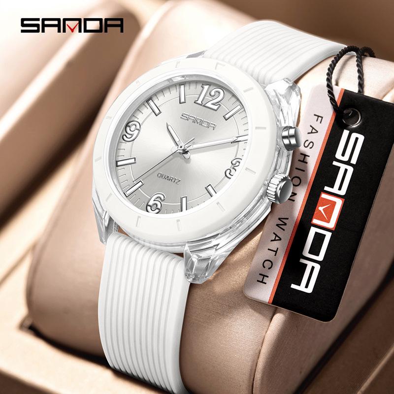 Sanda Unisex Silent Quartz Watch: Thin, Luminous, Waterproof, Casual - Perfect for Students белый