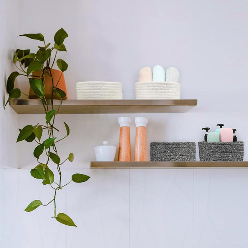 Handmade Woven Cotton Rope Woven Storage Box Basket Desktop Organizer Sundries Toys Comestics Keys Snacks Sundries Organizer