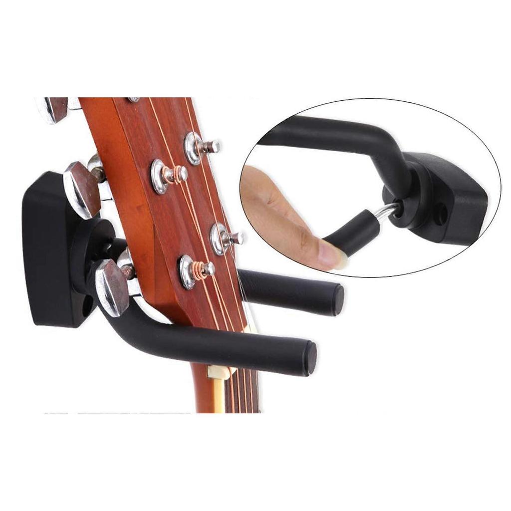 Guitar Wall Mount Hanger 4 Pack, Guitar Hanger Wall Hook Bracket Holder Stand Black Display with Screws - Easy To Install