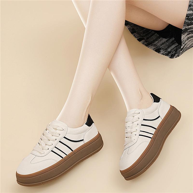 Casual sports little white shoes retro literary style thick-soled cm new heightening daily round head trend versatile women's shoes