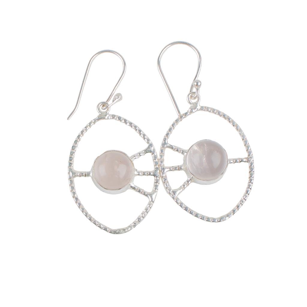 Rose Quartz Gemstone 925 Sterling Silver Jewelry Handmade Earrings 2.00" For Her EE-52-20