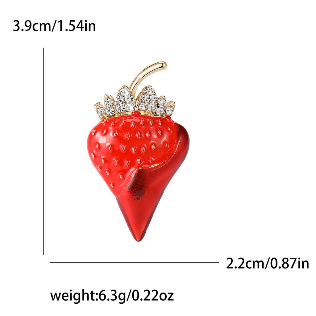 Drop Oil Strawberry Enamel Oil Rhinestone Fruit Brooch Cute Cartoon Brooch Pin Batch