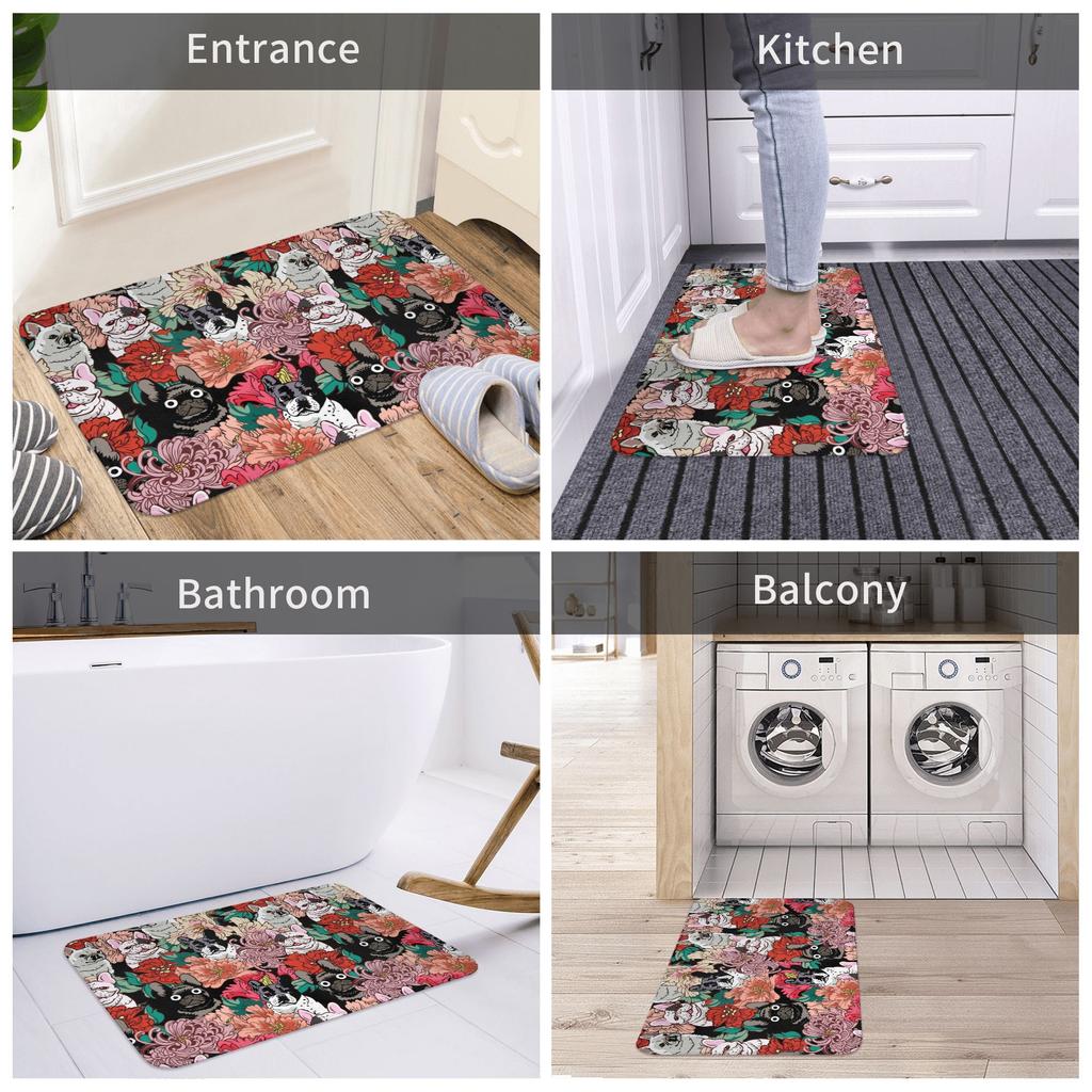 French Bulldog Doormat Anti-Slip Kitchen Bathroom Mat Living Room Floor Door Entrance Carpet Rug