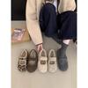Mao Mao Shoes Winter Wear Retro Leopard Print Word with Velvet Mary Jane Shoes Soft Flat Warm Cotton Shoes