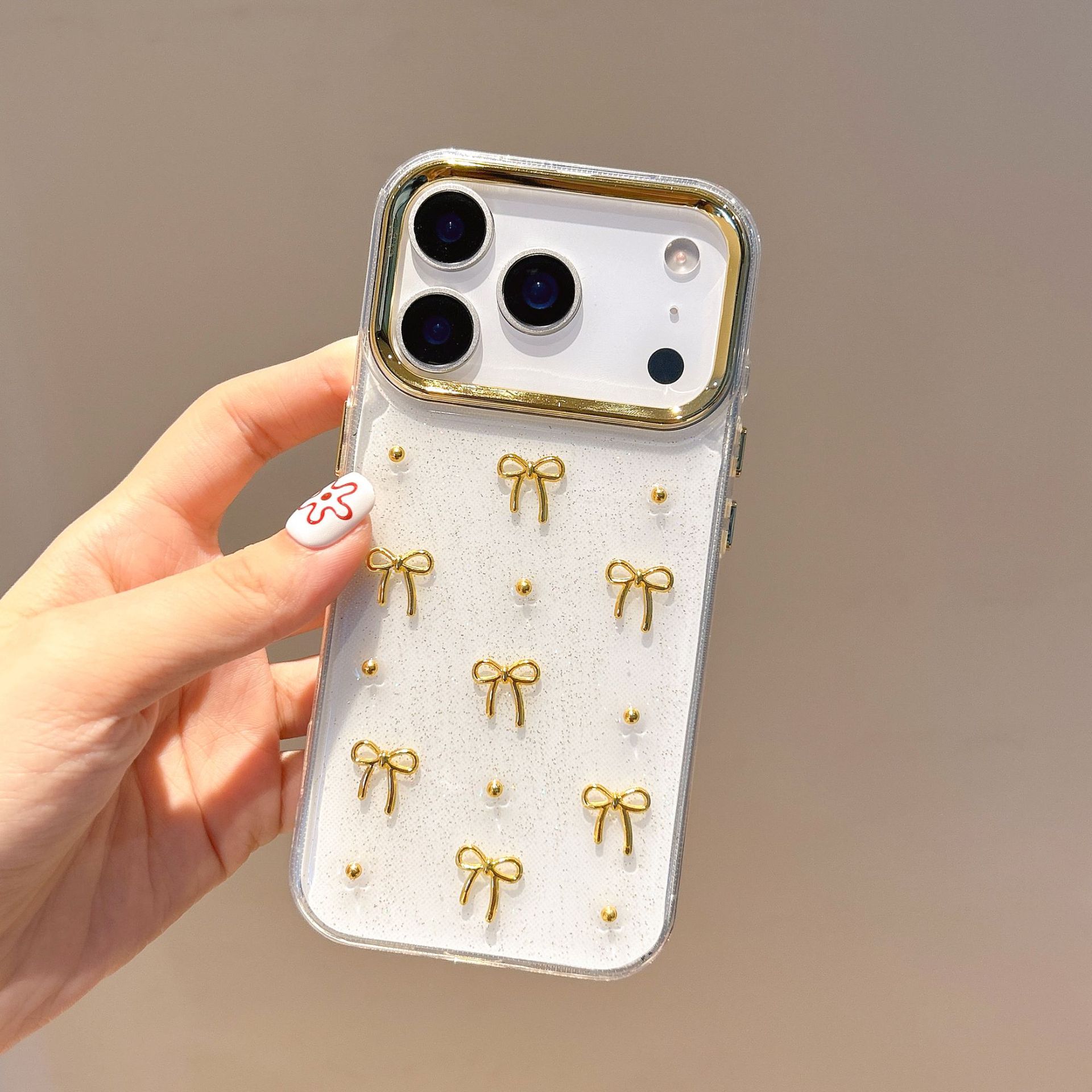 

High-end Resin Gold 3D Bowknot Case for iPhone 17 Apple 16 Pro Max 14/15 17Pro max(without Packagi