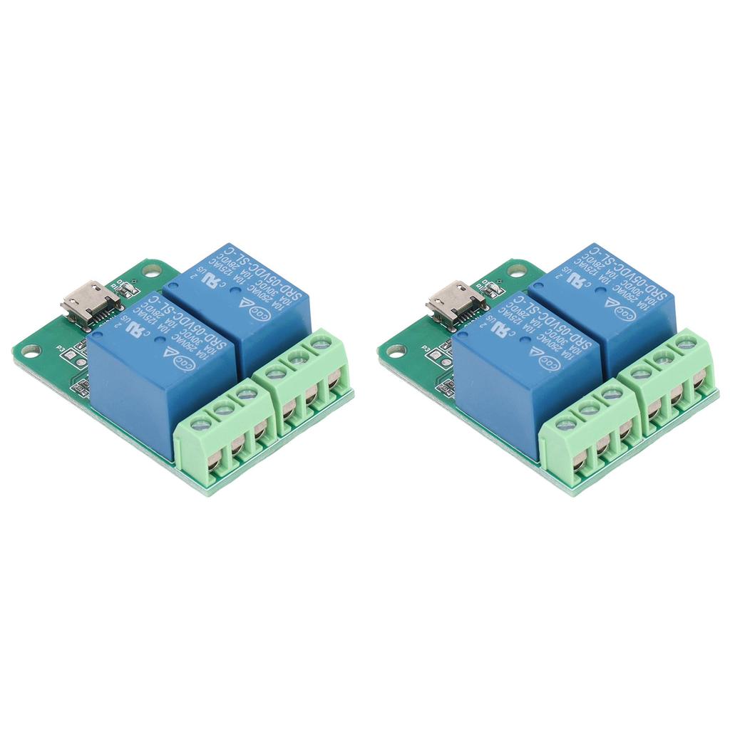 2Pcs Relay Module 2 Channel 5V Plug and Play USB PC Intelligent Control Electric Relay