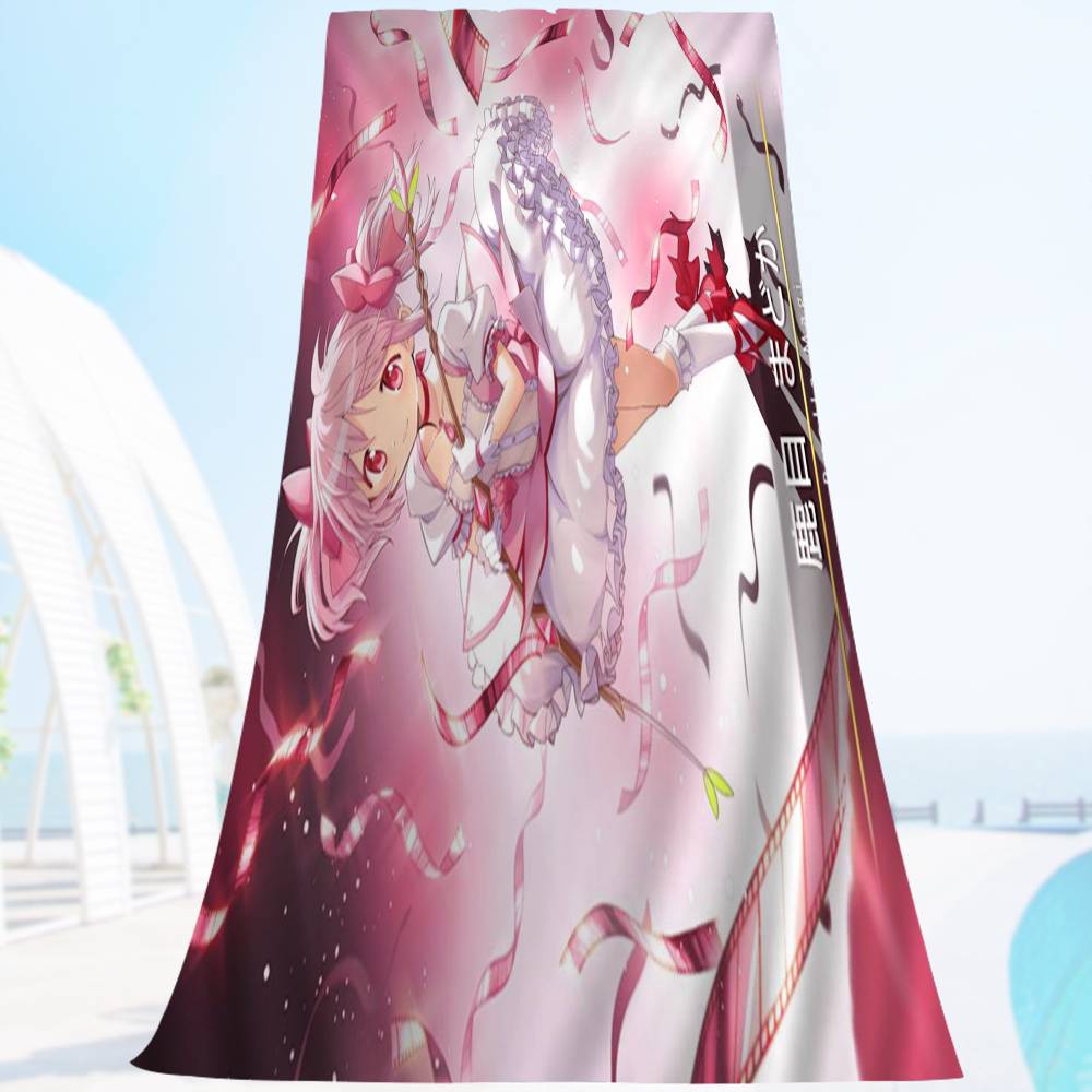 anime dark P-Puella Magi M-Madokas M-Magicas Microfiber Printed Beach Towel Mountain Climbing Beach Swimming Running Absorbent Towel