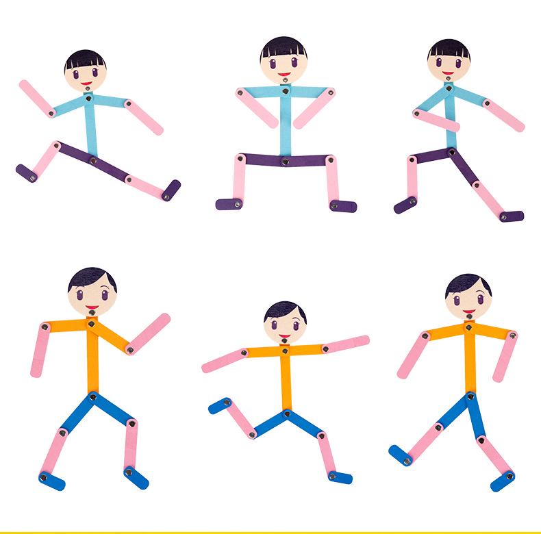 Flexible Bamboo Limbs Wooden Man Puzzle: Kids' Early Education Toy