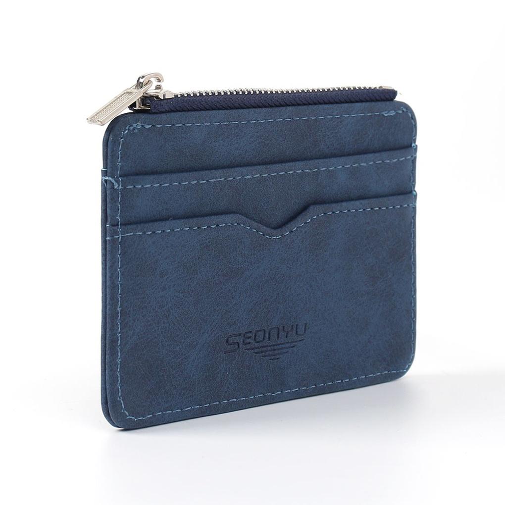 Modern Faux Leather Card Wallet (Blue) Slim Transportation Card Wallet