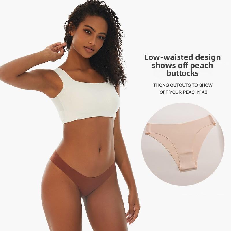 Damen Frühling und Sommer Dünn Sexy Neu Einfarbig Eis Seide Spurlos an der Taille Dreieck Slips