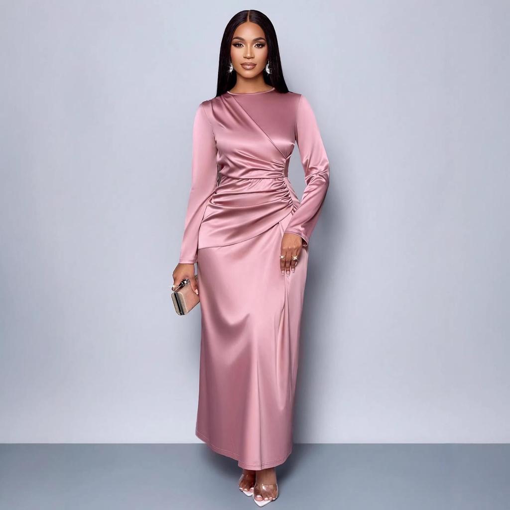 2025 Elegant Light Satin Evening Dress - European & American Style
