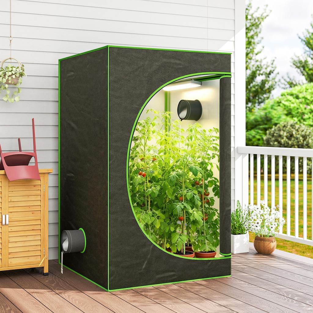 Grow Tent 120 x 120 x 200 cm, Reflective Mylar Hydroponic Growing Tent with 600D Oxford Fabric, Observation Window, Vent
