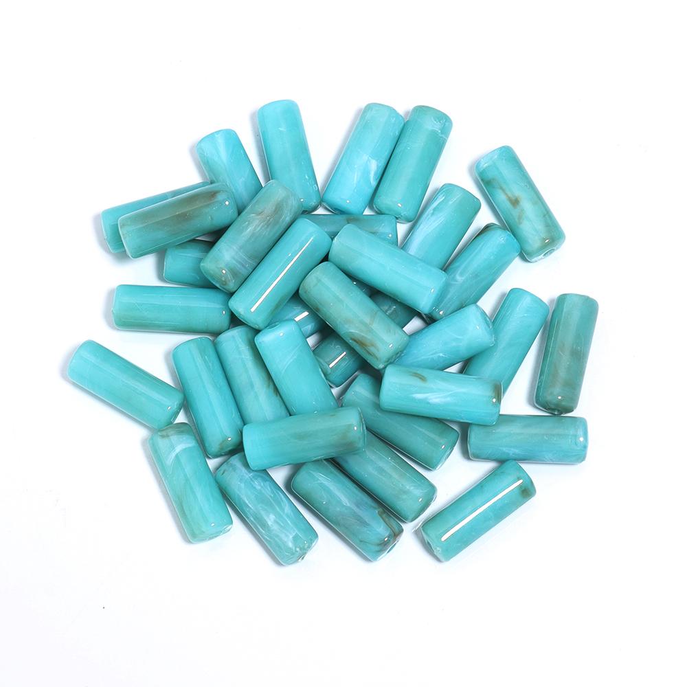 50pcs/lot Acrylic Beads Cylinder Shape Imitation Stone Tube Spacer Beads for Jewelry Making DIY Necklace Pendant Accessories