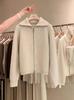 Women's Heavyweight Wool Zipper Cardigan – Autumn/Winter, 100% Pure Wool, Lapel Sweater Knit, Loose Fit Outerwear