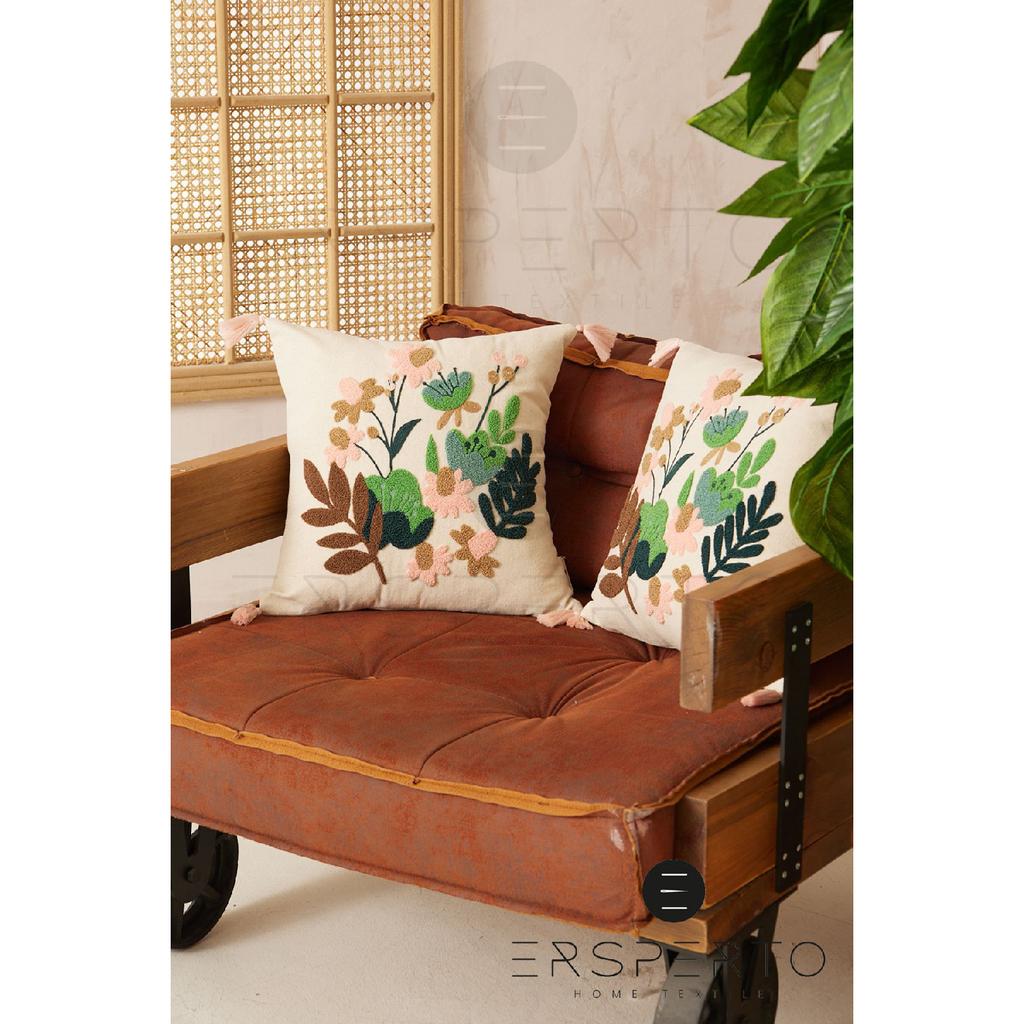 Flower Tassel Linen Decorative Throw Pillow Cover Pillow Case 1 Piece 43x43cm