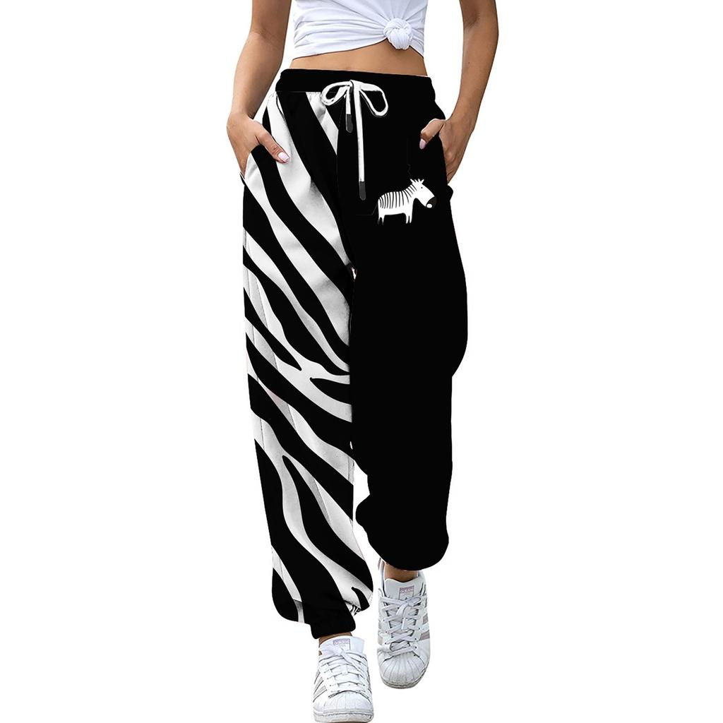 Women's Gigital Color Printing Casual Sports Pants Loose Drawstring Trousers